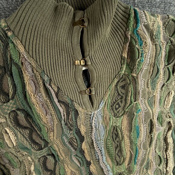 COOGI Australia Sweater Women Medium Green Knit Pullover Turtleneck Padded Shldr - Picture 2 of 16